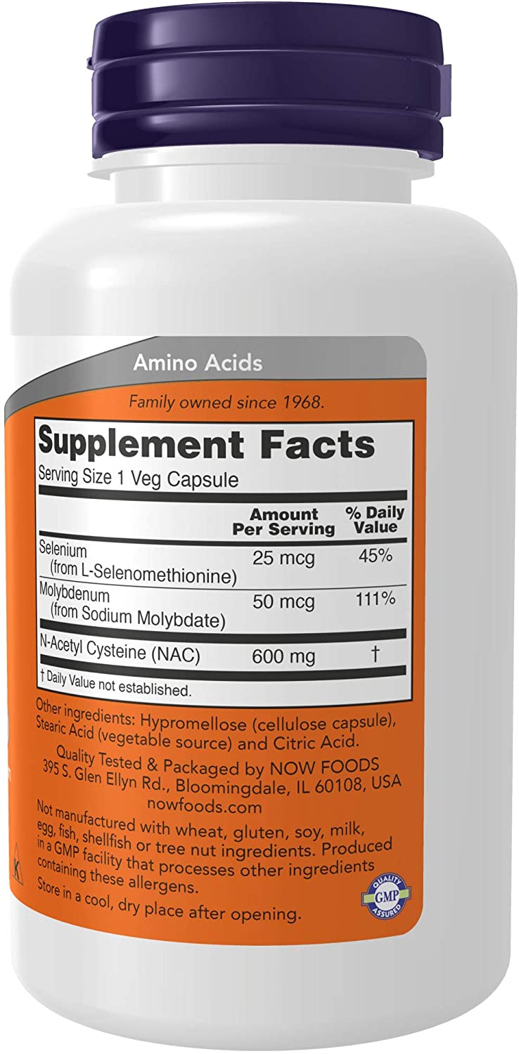 NOW Foods Nac-Acetyl Cysteine 600mg, 100 Vcaps - Image 9